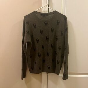 Skull Cashmere Olive and Black Crewneck Sweater